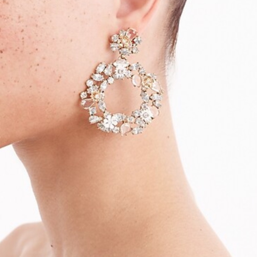 NWT crystal floral hoop earrings from J. Crew